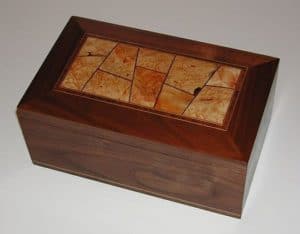 Walnut, Maple Burl Jewelry Box